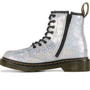 Dr. Martens Silver Holographic Glitter Combat Boots